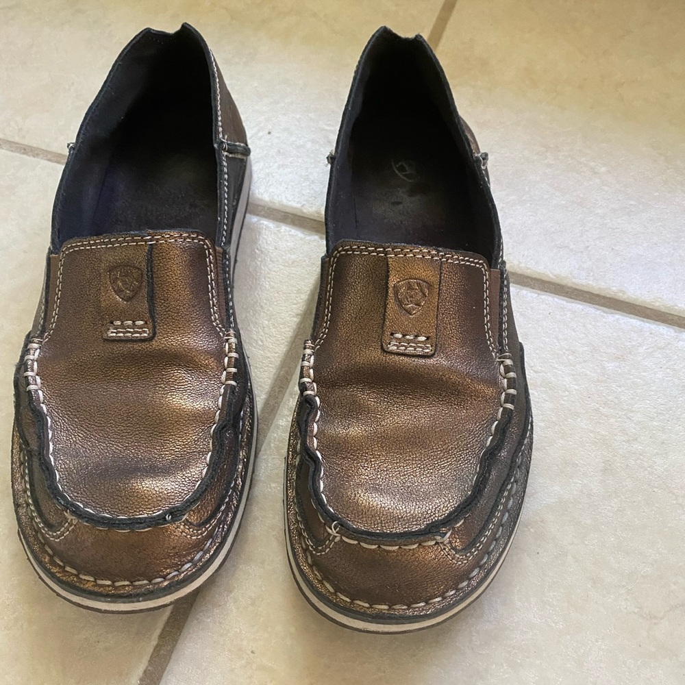 Ariat bronze metallic slip ones
